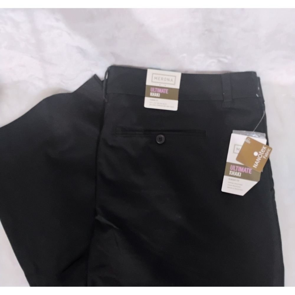 Merona Ultimate Khaki Black Dress Pants Womens 18 Classic Fit NanoTex Trousers W